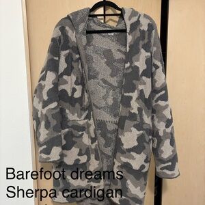 Barefoot Dreams Gray and Cream Sherpa Cardigan